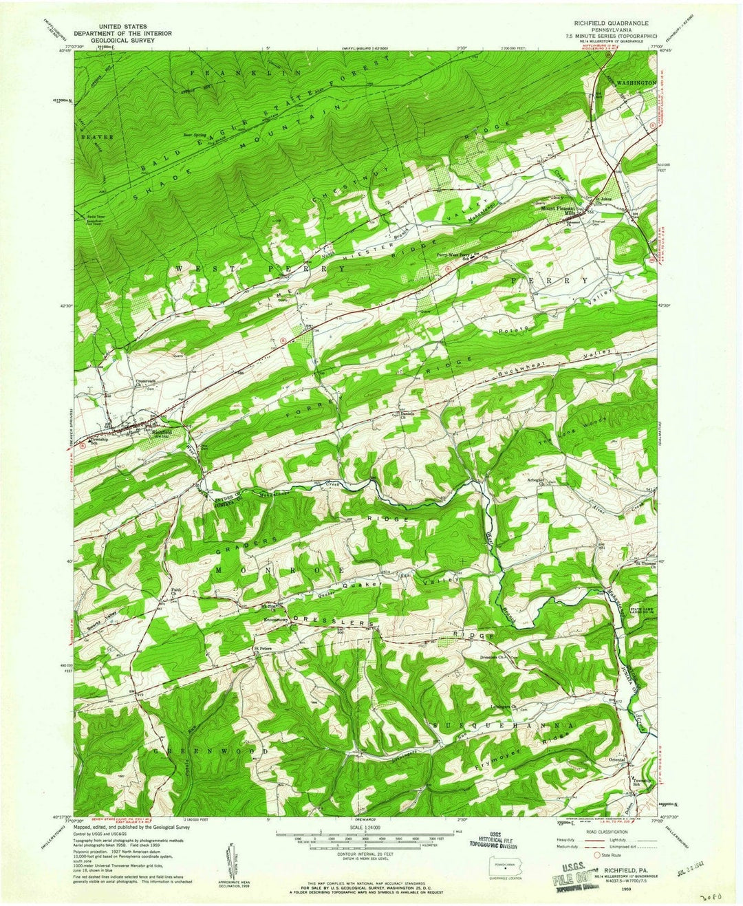 1959 Richfield, PA - Pennsylvania - USGS Topographic Map