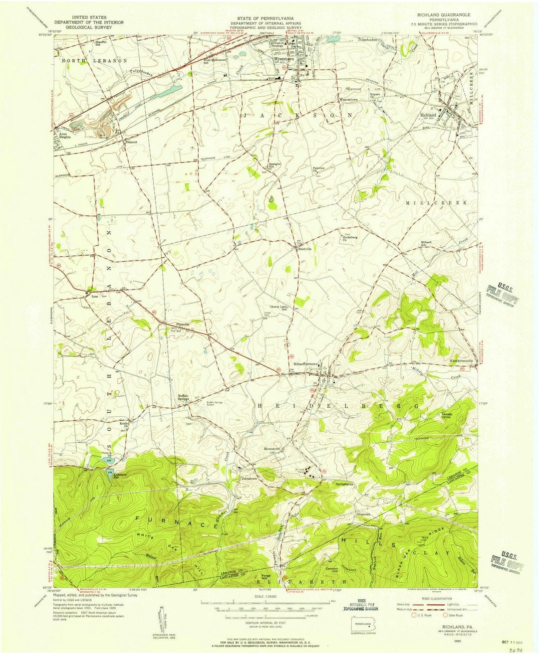 1955 Richland, PA - Pennsylvania - USGS Topographic Map