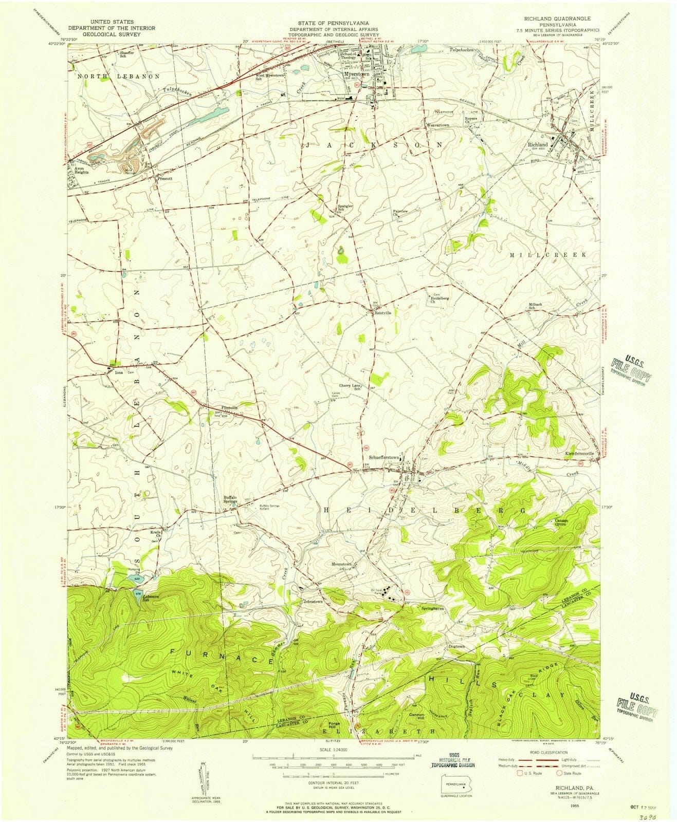 1955 Richland, PA - Pennsylvania - USGS Topographic Map