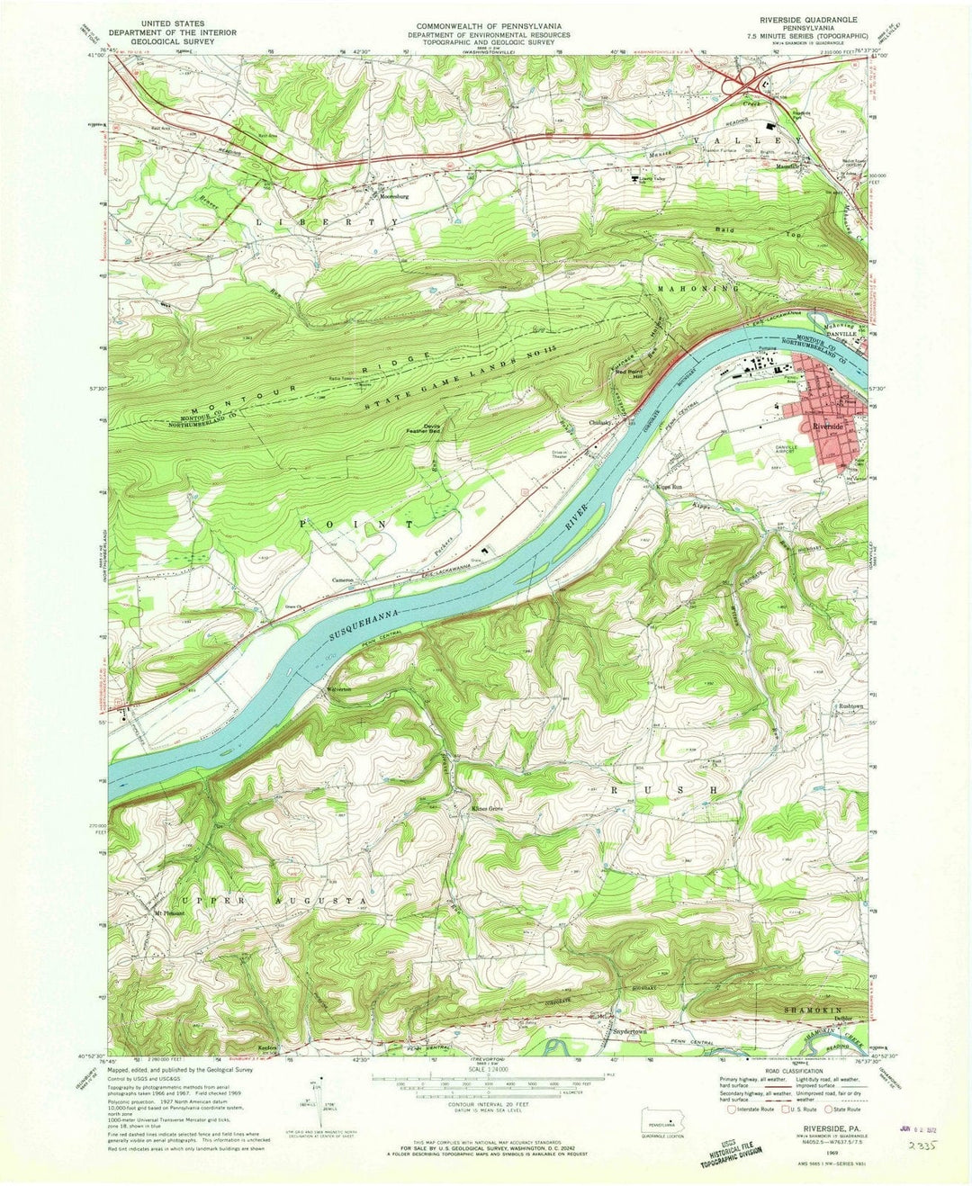 1969 Riverside, PA - Pennsylvania - USGS Topographic Map