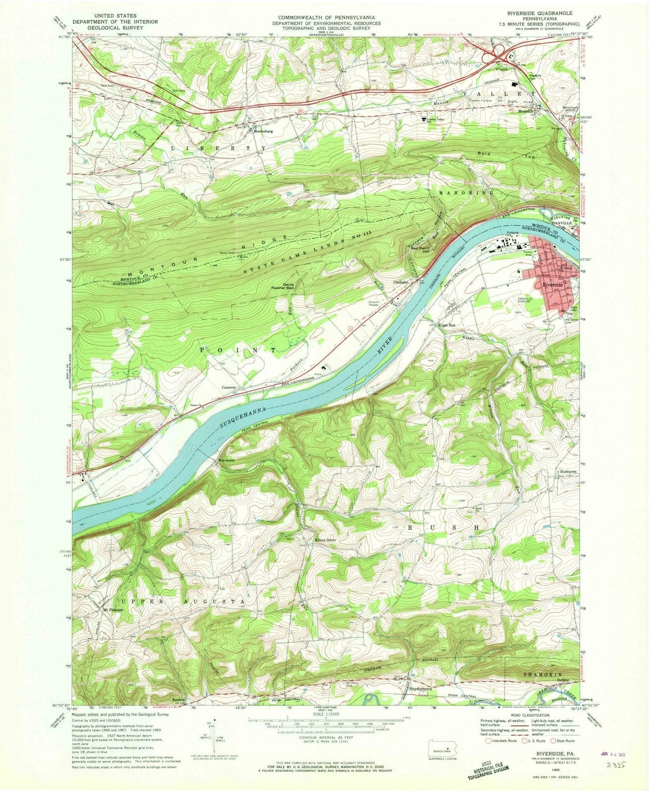 1969 Riverside, PA - Pennsylvania - USGS Topographic Map