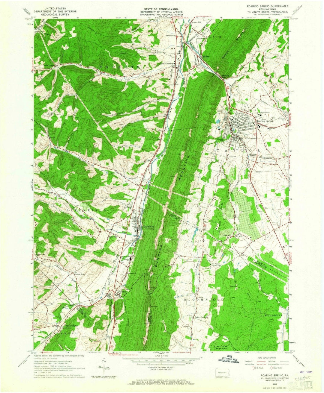 1963 Roaring Spring, PA - Pennsylvania - USGS Topographic Map