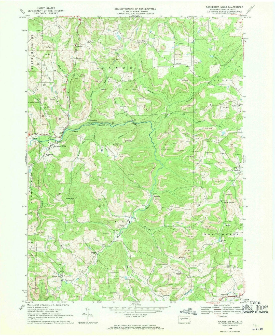 1968 Rochester Mills, PA - Pennsylvania - USGS Topographic Map