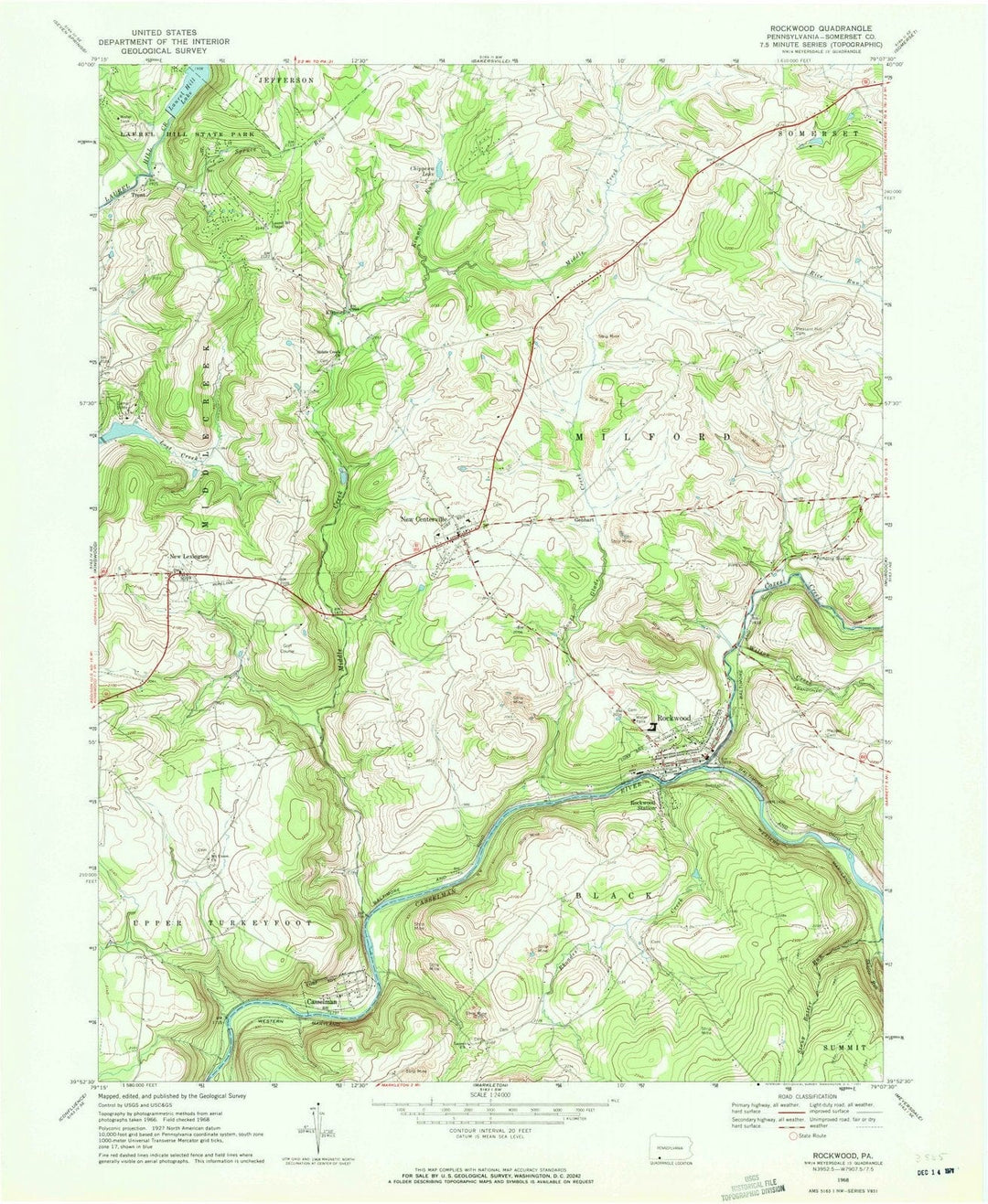 1968 Rockwood, PA - Pennsylvania - USGS Topographic Map