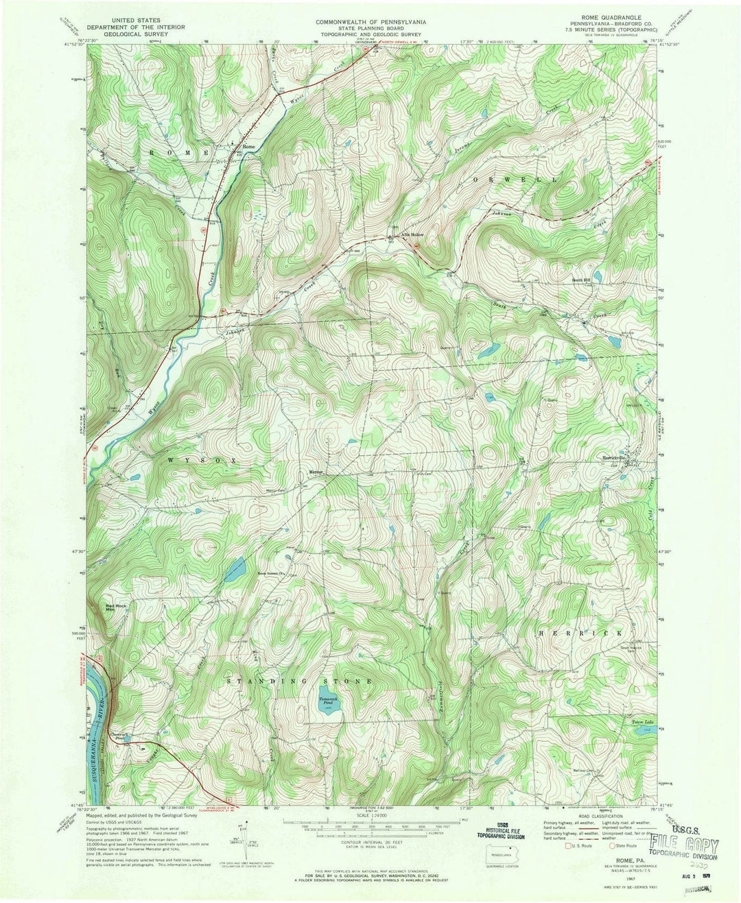 1967 Rome, PA - Pennsylvania - USGS Topographic Map