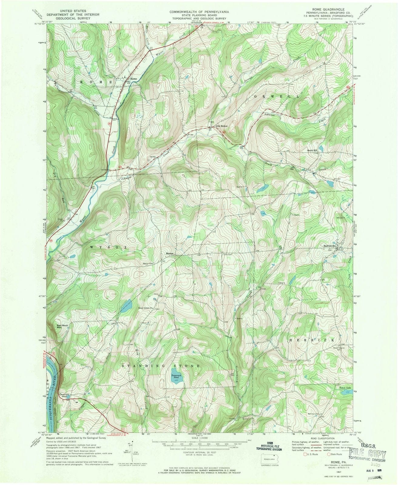 1967 Rome, PA - Pennsylvania - USGS Topographic Map