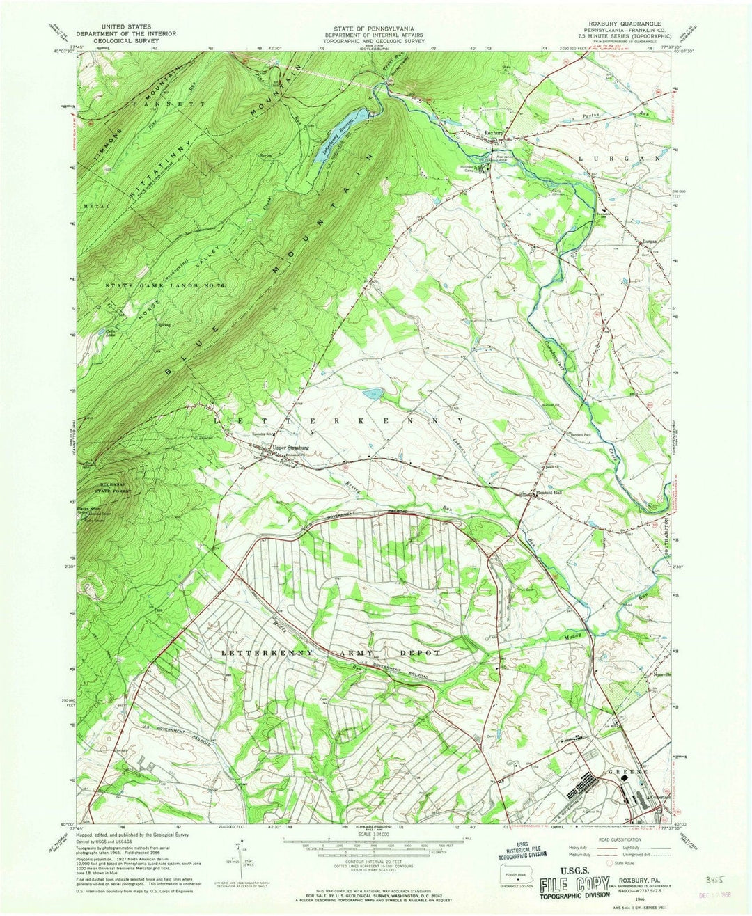 1966 Roxbury, PA - Pennsylvania - USGS Topographic Map