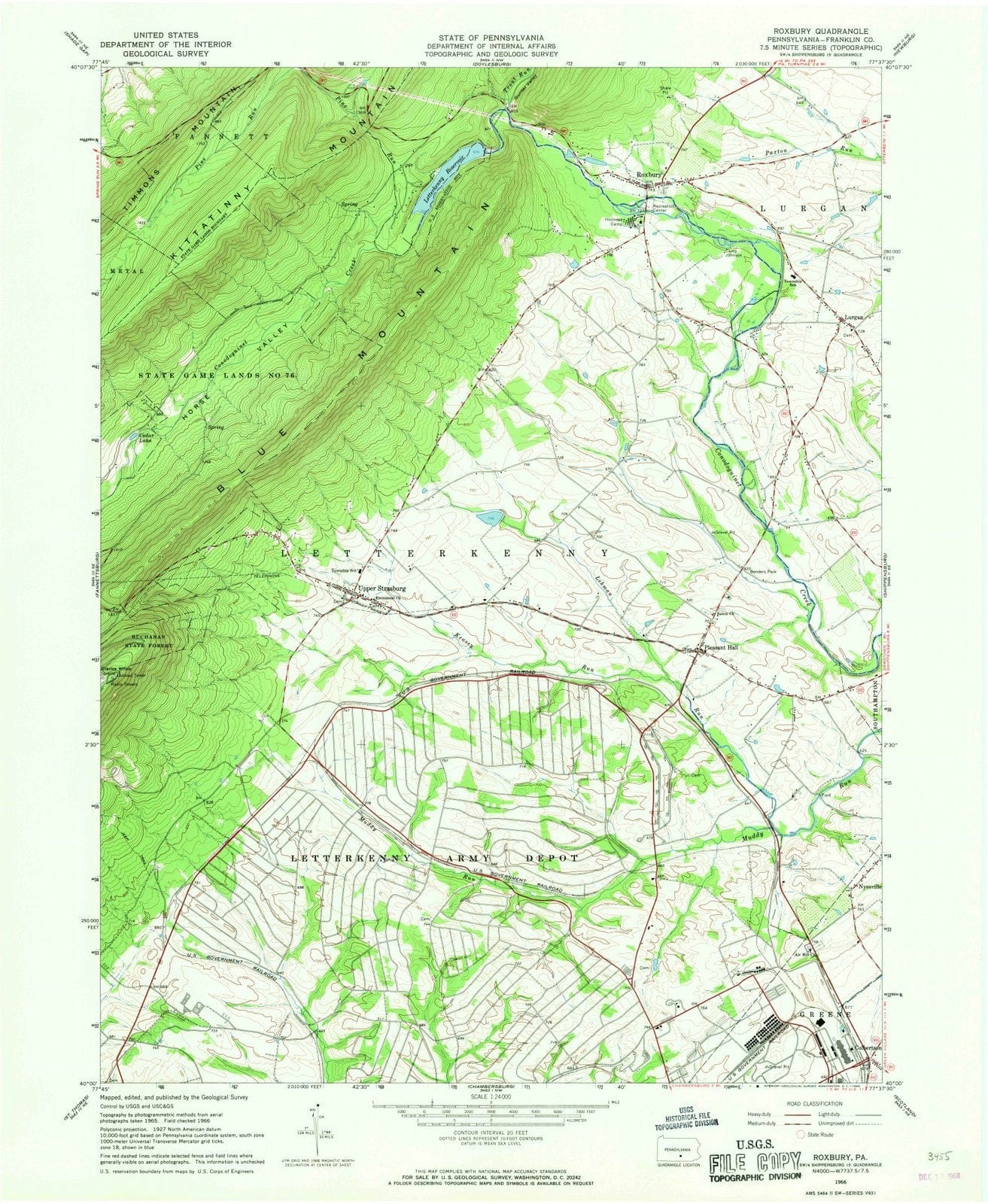 1966 Roxbury, PA - Pennsylvania - USGS Topographic Map