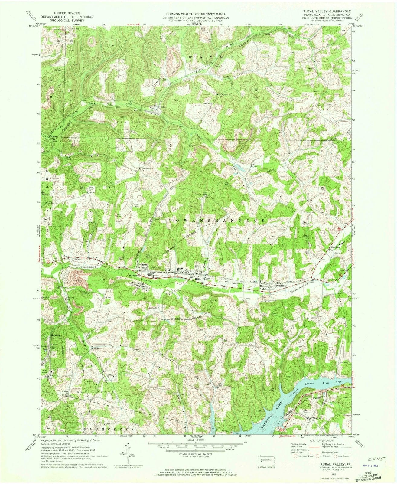 1969 Rural Valley, PA - Pennsylvania - USGS Topographic Map
