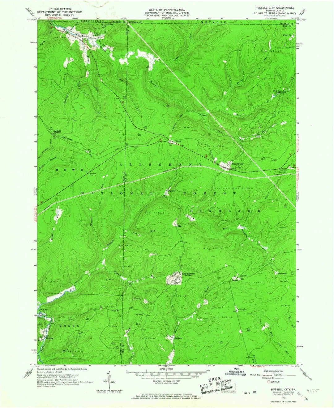 1966 Russell City, PA - Pennsylvania - USGS Topographic Map