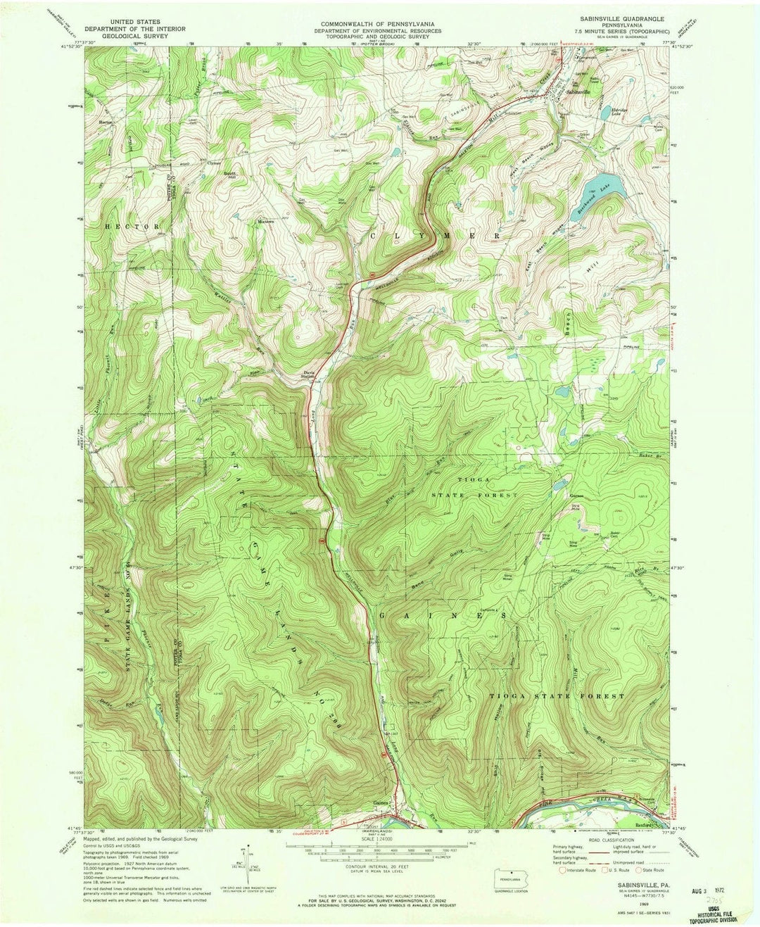 1969 Sabinsville, PA - Pennsylvania - USGS Topographic Map