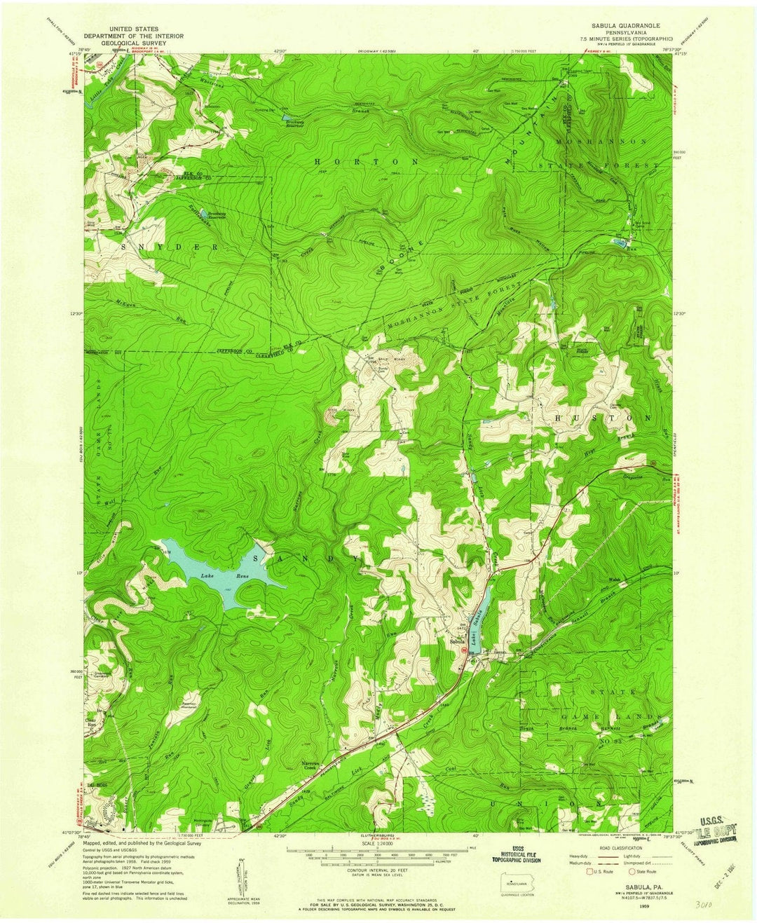 1959 Sabula, PA - Pennsylvania - USGS Topographic Map