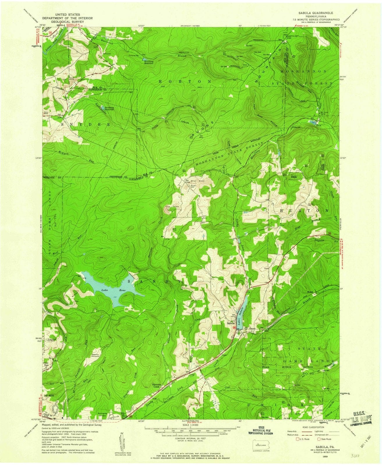 1959 Sabula, PA - Pennsylvania - USGS Topographic Map