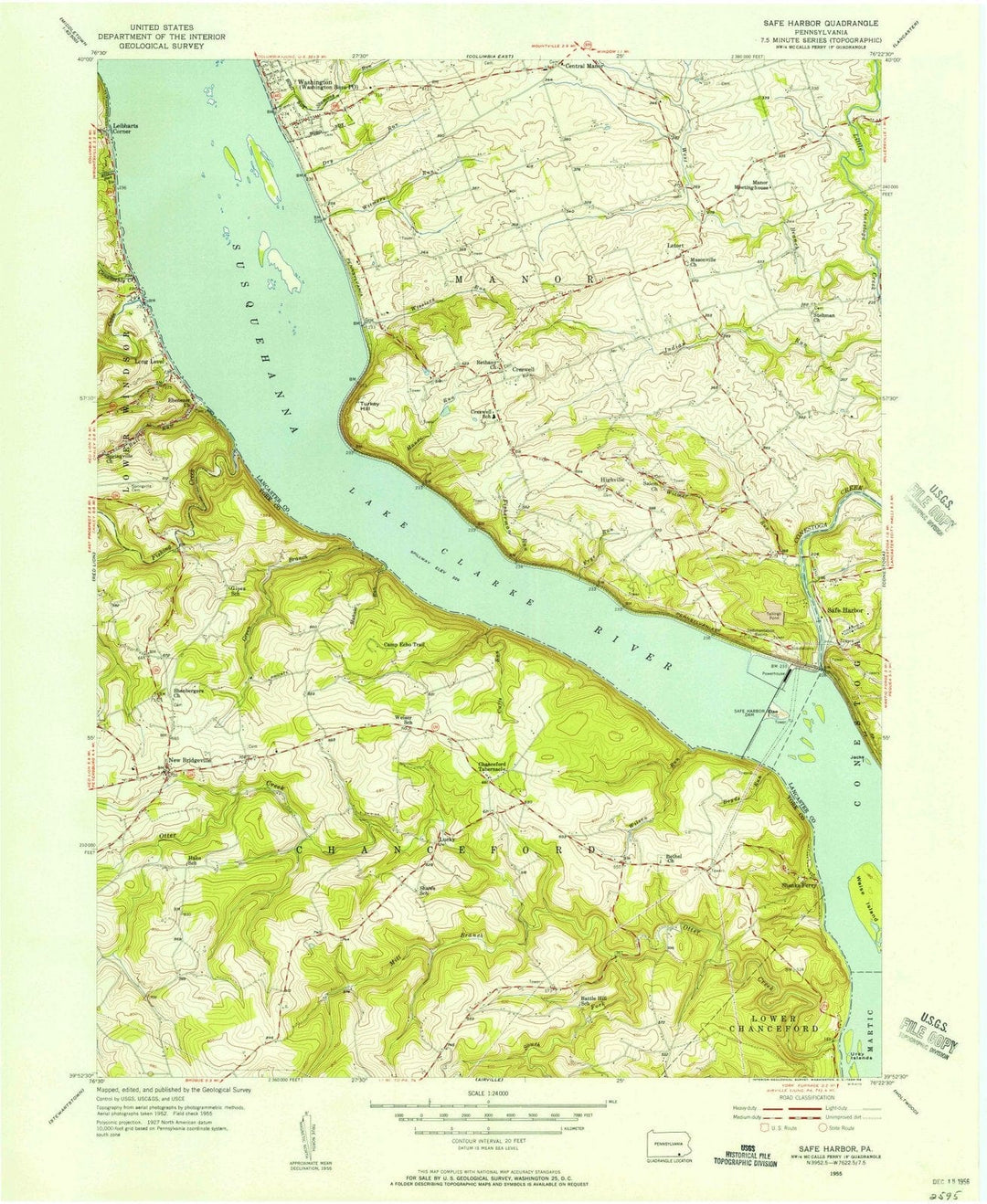 1955 Safe Harbor, PA - Pennsylvania - USGS Topographic Map
