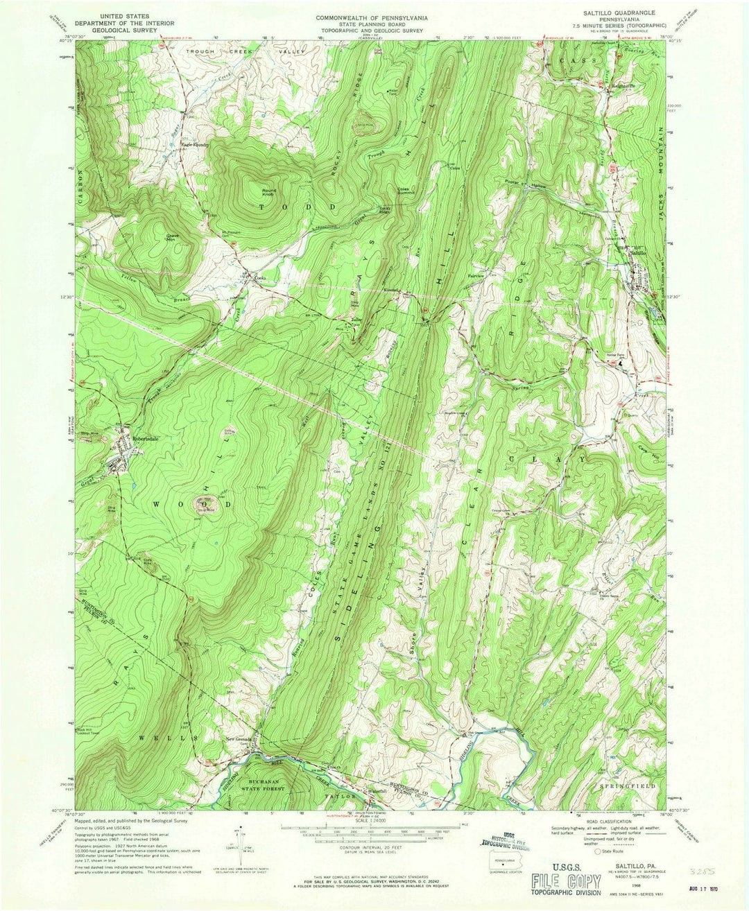 1968 Saltillo, PA - Pennsylvania - USGS Topographic Map