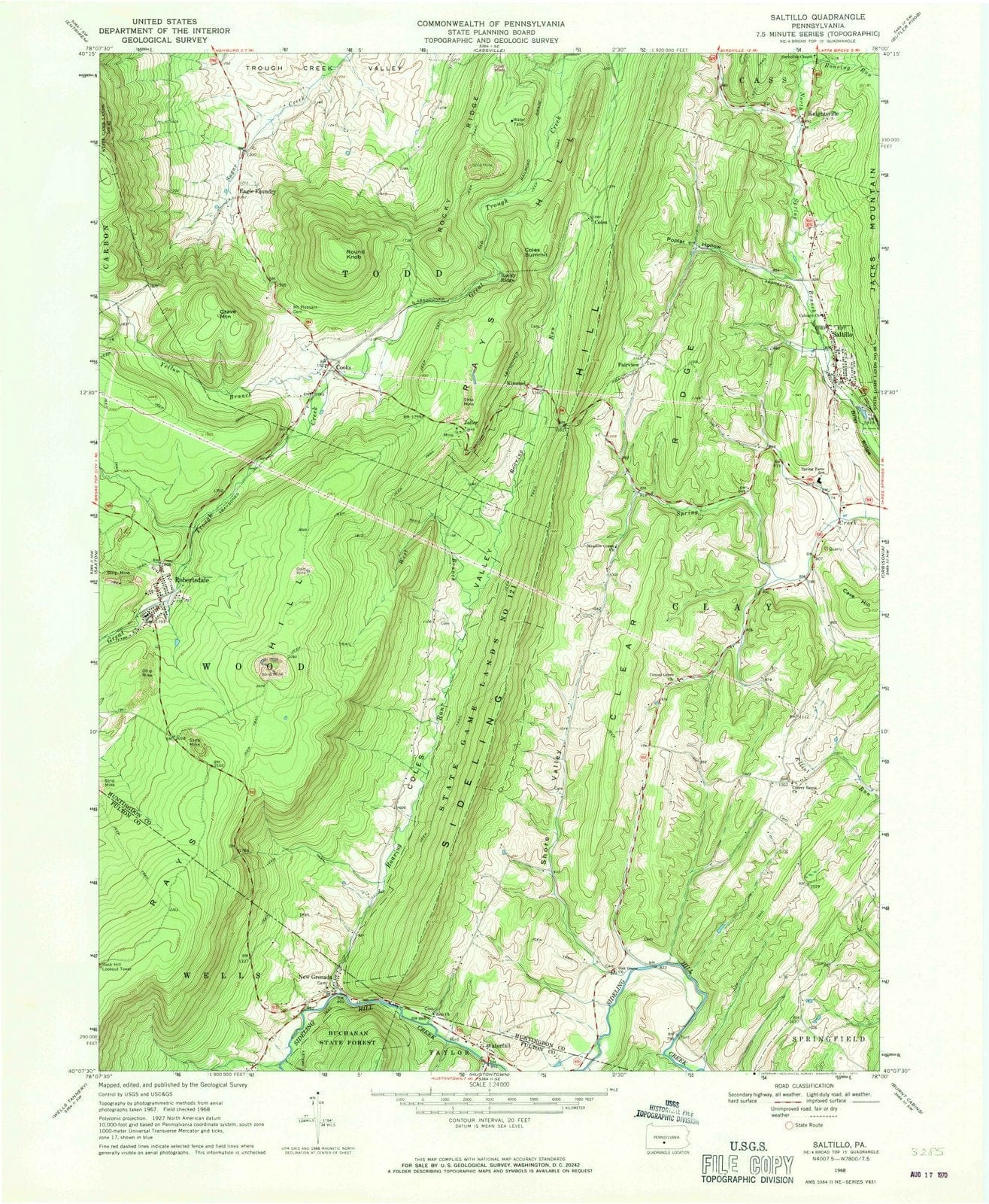 1968 Saltillo, PA - Pennsylvania - USGS Topographic Map