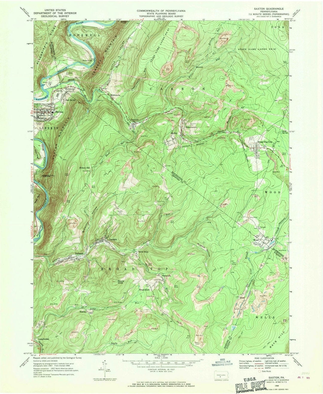 1968 Saxton, PA - Pennsylvania - USGS Topographic Map