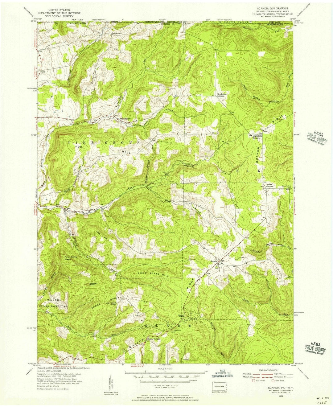 1954 Scandia, PA - Pennsylvania - USGS Topographic Map