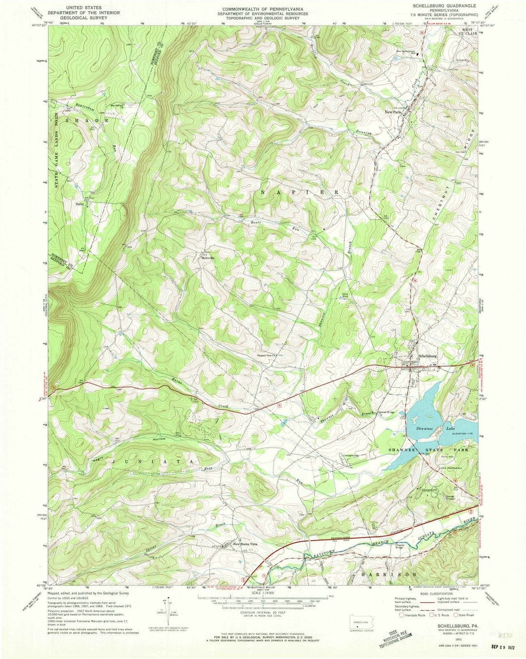 1971 Schellsburg, PA - Pennsylvania - USGS Topographic Map