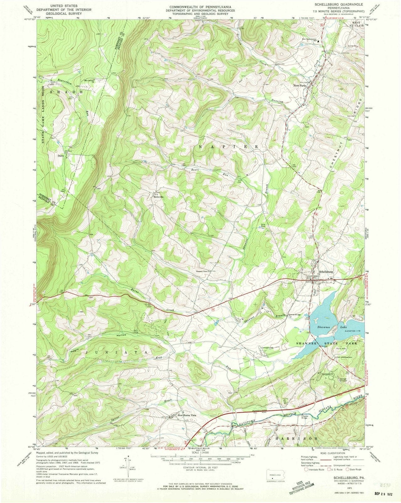 1971 Schellsburg, PA - Pennsylvania - USGS Topographic Map