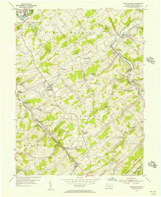 1953 Seven Valleys, PA - Pennsylvania - USGS Topographic Map