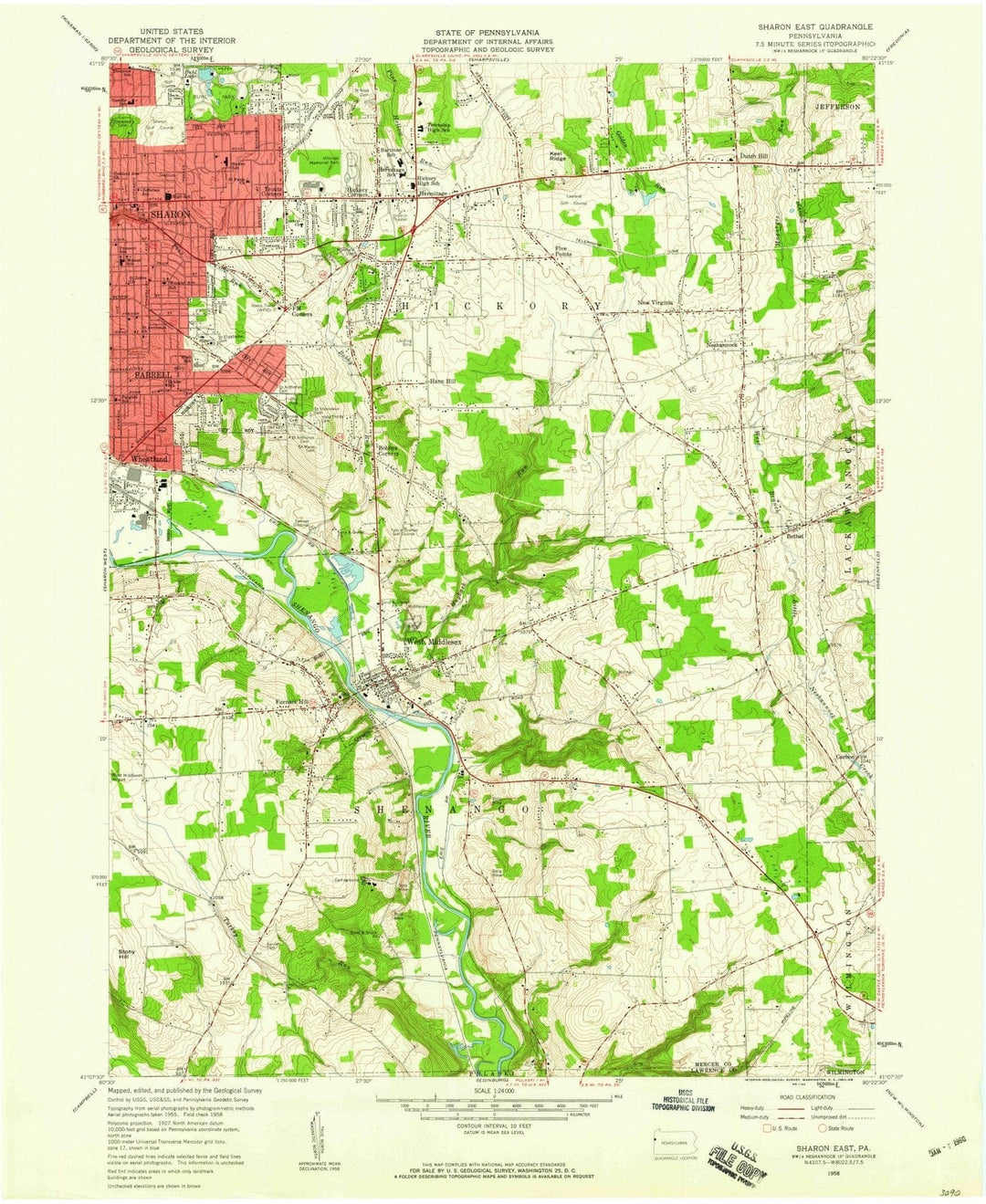 1958 Sharon, PA - Pennsylvania - USGS Topographic Map