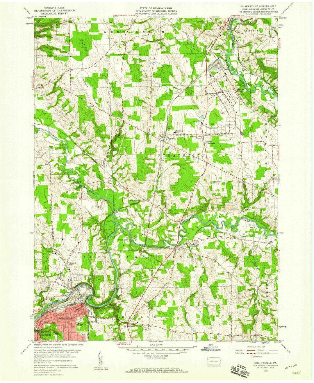 1958 Sharpsville, PA - Pennsylvania - USGS Topographic Map