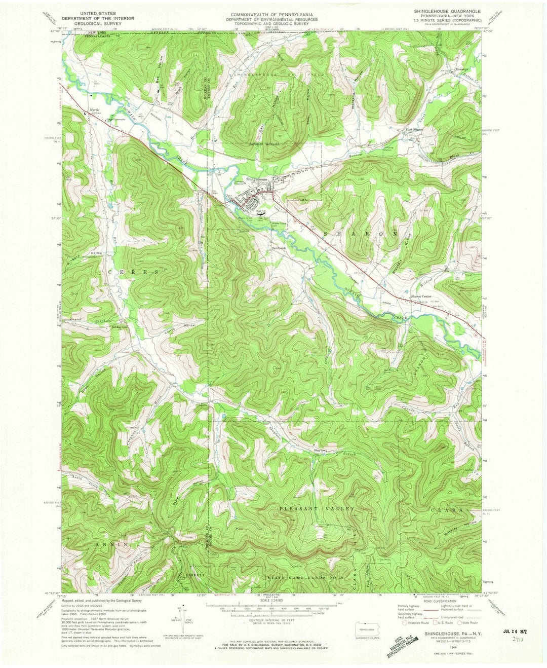 1969 Shinglehouse, PA - Pennsylvania - USGS Topographic Map