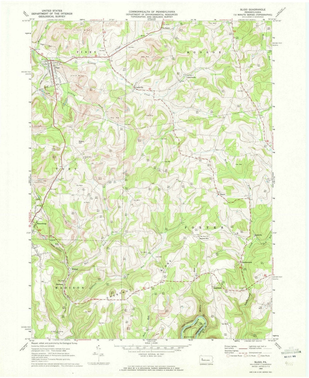 1969 Sligo, PA - Pennsylvania - USGS Topographic Map