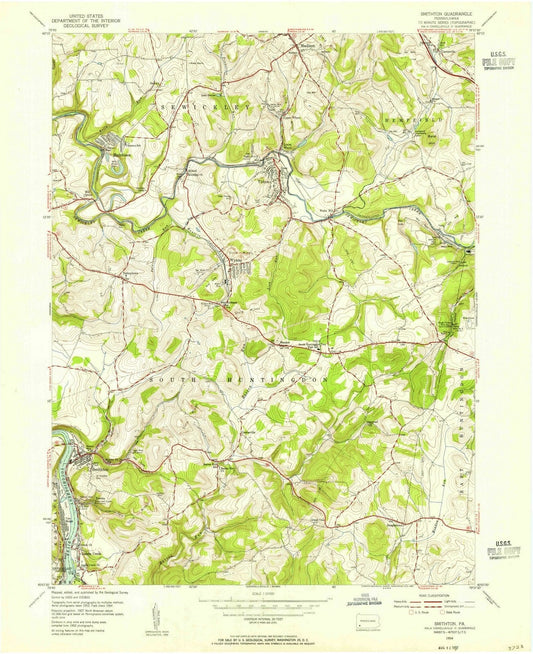 1954 Smithton, PA - Pennsylvania - USGS Topographic Map