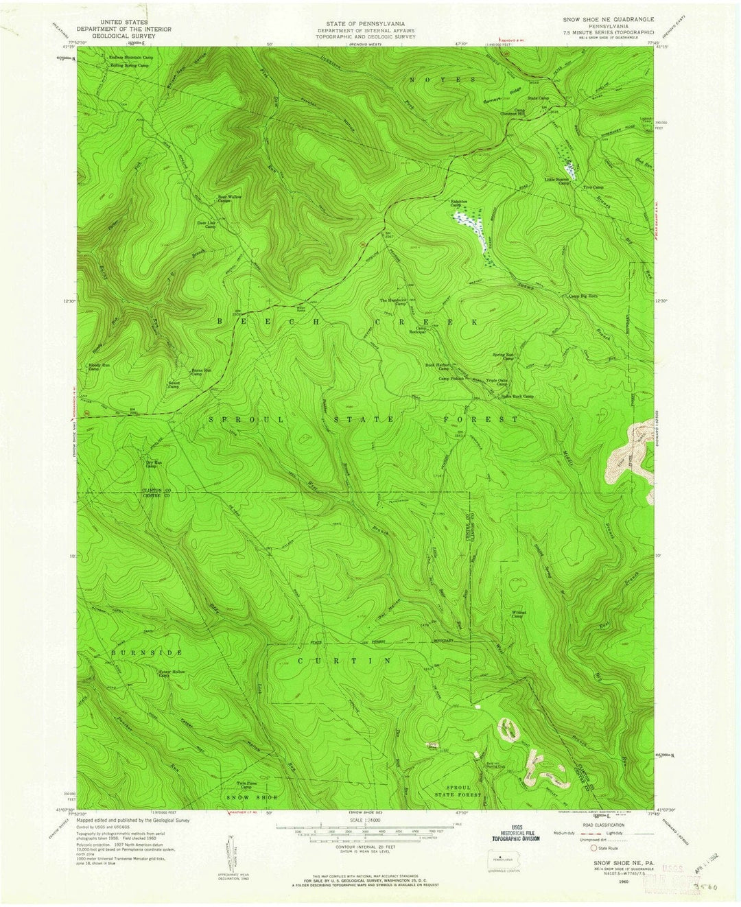 1960 Snow Shoe, PA - Pennsylvania - USGS Topographic Map