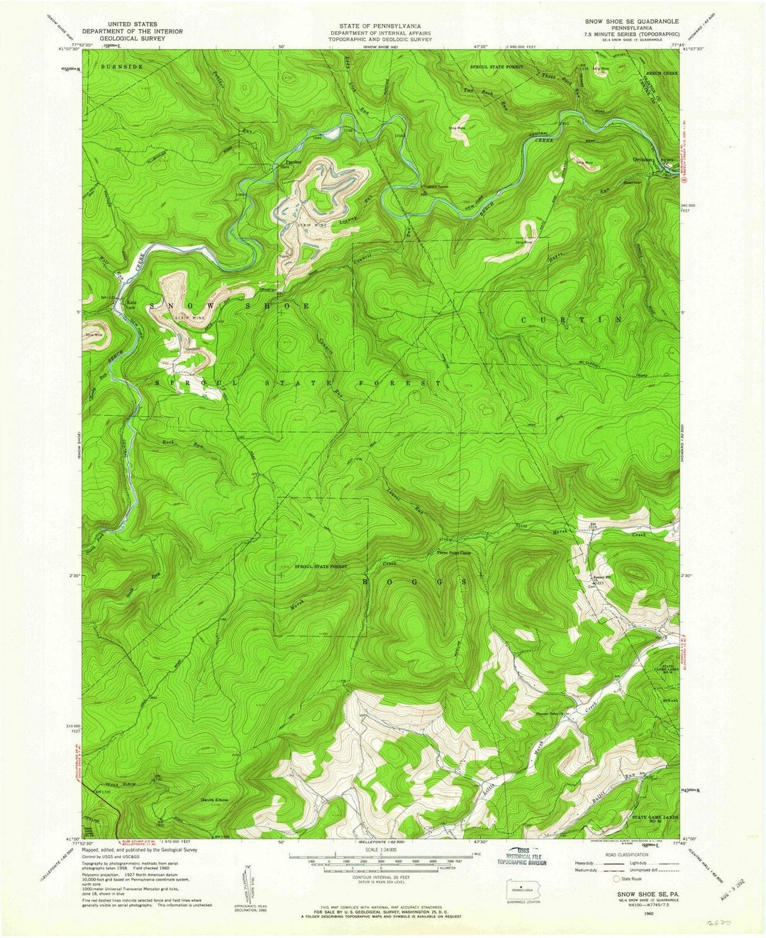1960 Snow Shoe, PA - Pennsylvania - USGS Topographic Map v3