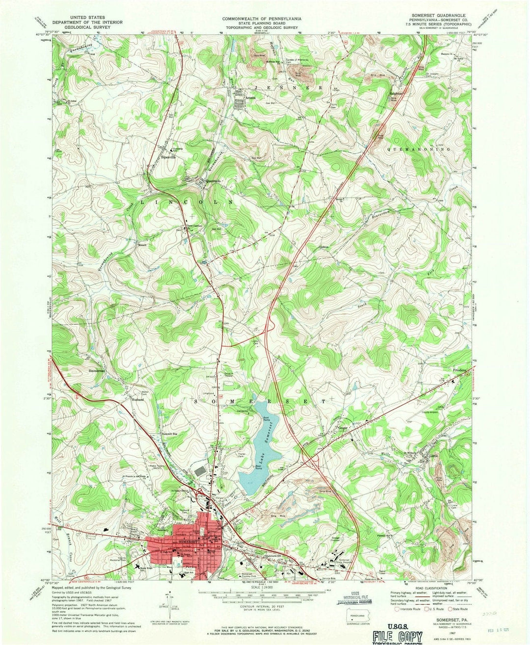 1967 Somerset, PA - Pennsylvania - USGS Topographic Map
