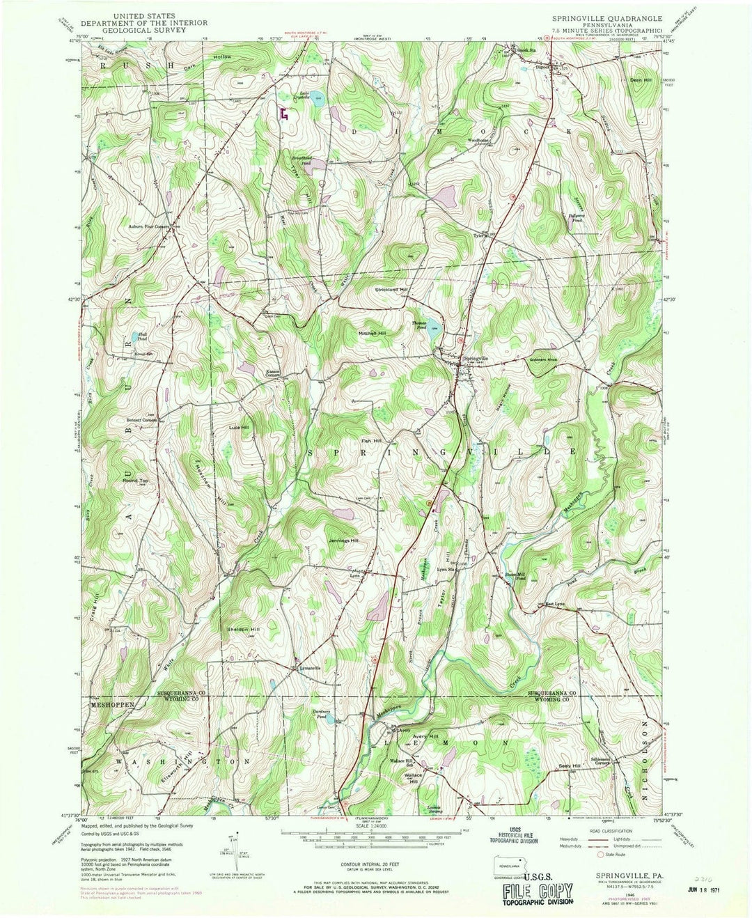 1946 Springville, PA - Pennsylvania - USGS Topographic Map