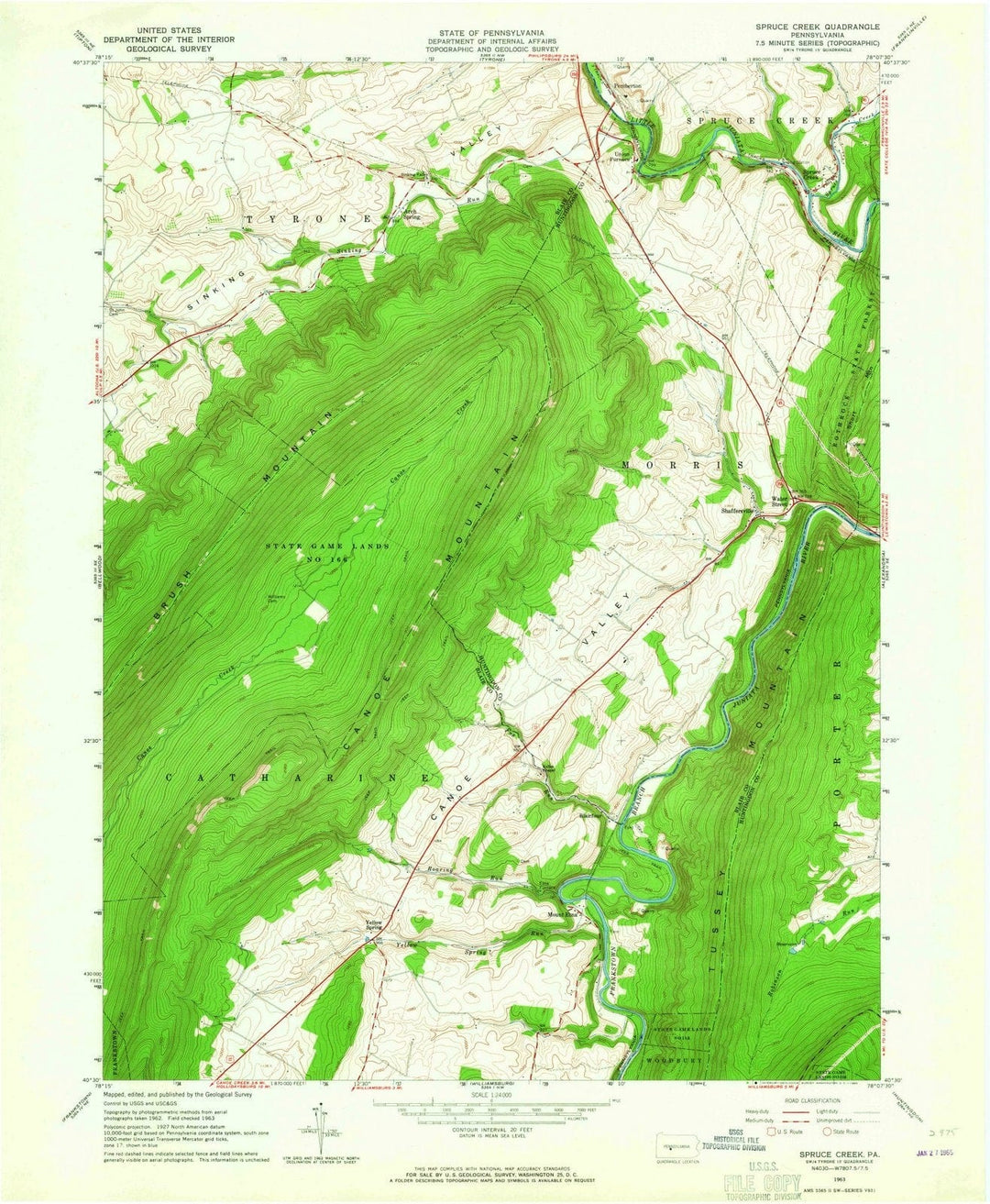 1963 Spruce Creek, PA - Pennsylvania - USGS Topographic Map