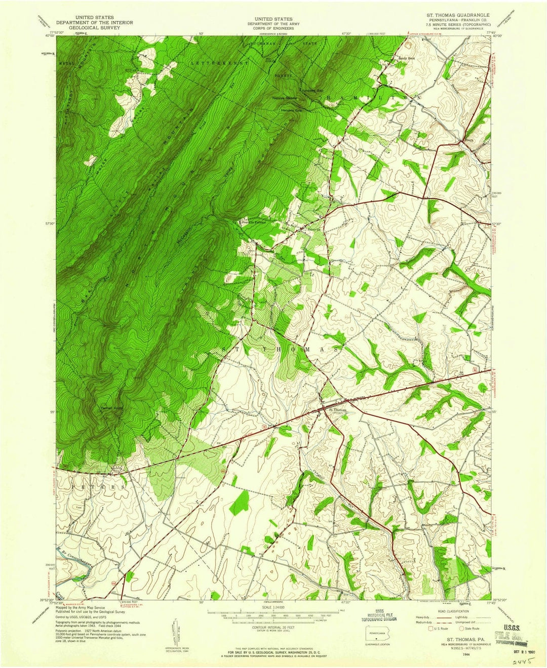 1944 St Thomas, PA - Pennsylvania - USGS Topographic Map