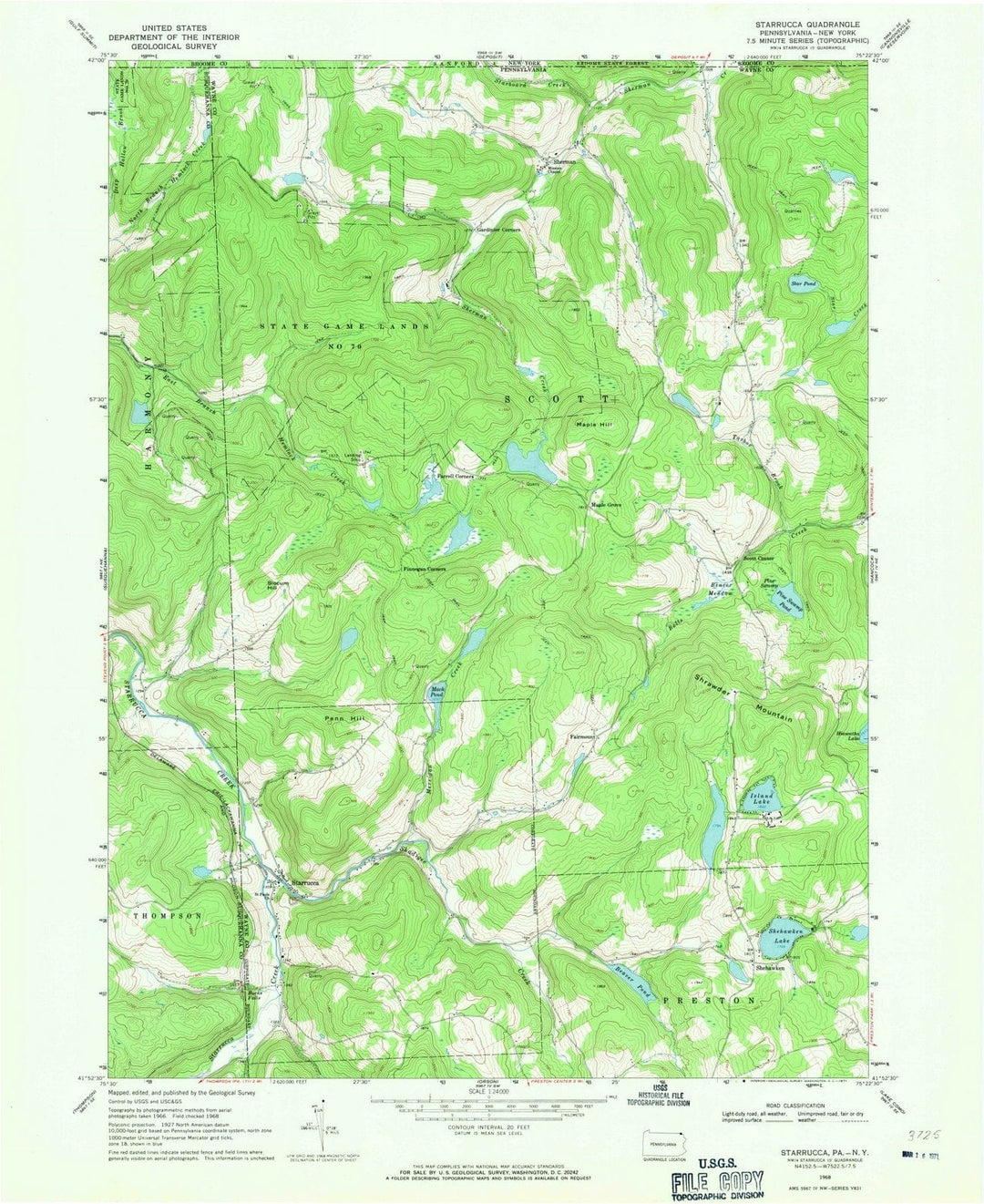 1968 Starrucca, PA - Pennsylvania - USGS Topographic Map