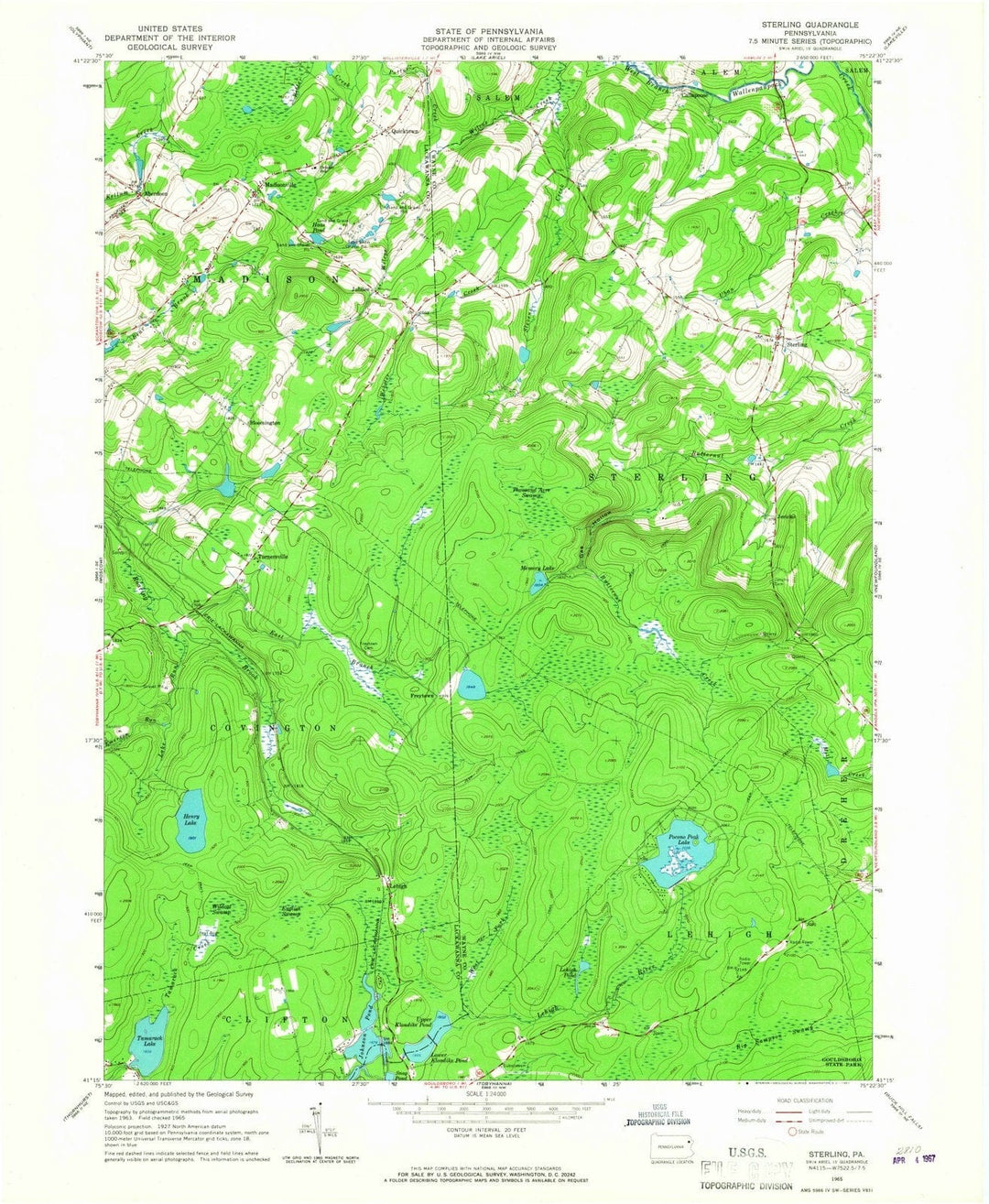 1965 Sterling, PA - Pennsylvania - USGS Topographic Map
