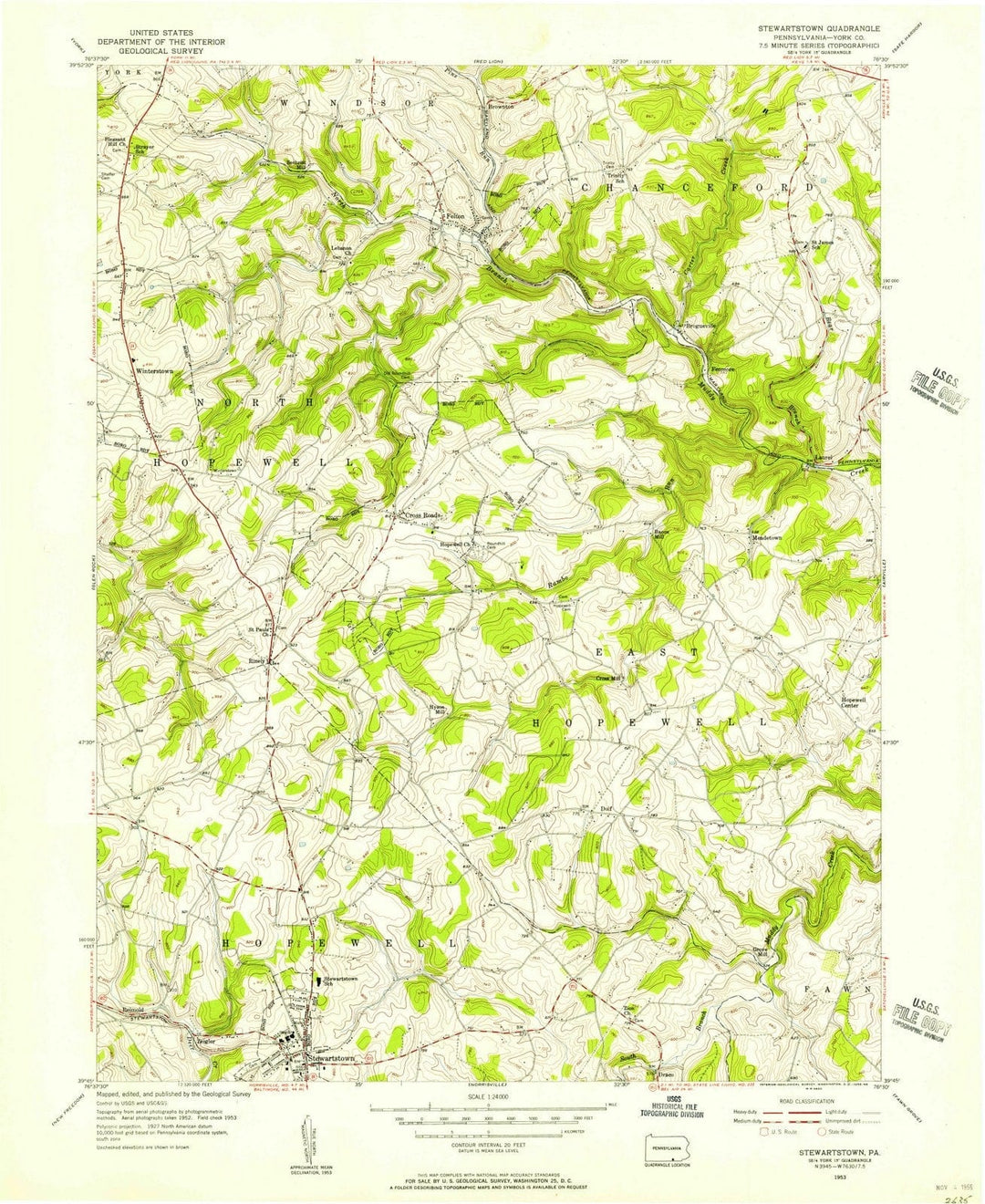 1953 Stewartstown, PA - Pennsylvania - USGS Topographic Map