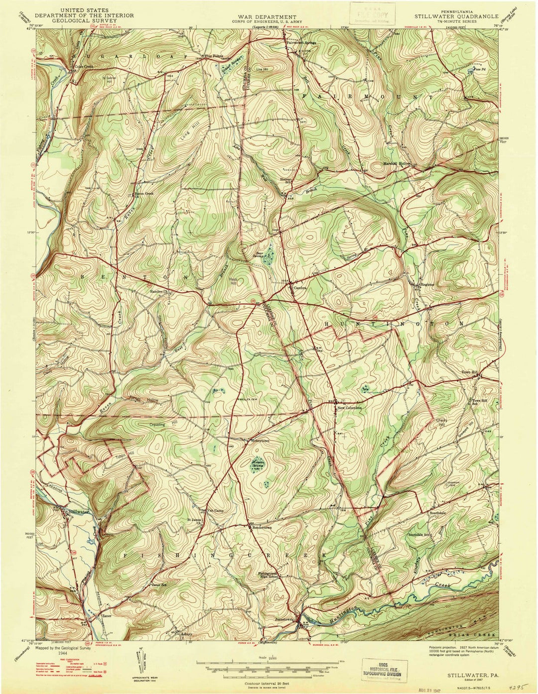 1947 Stillwater, PA - Pennsylvania - USGS Topographic Map
