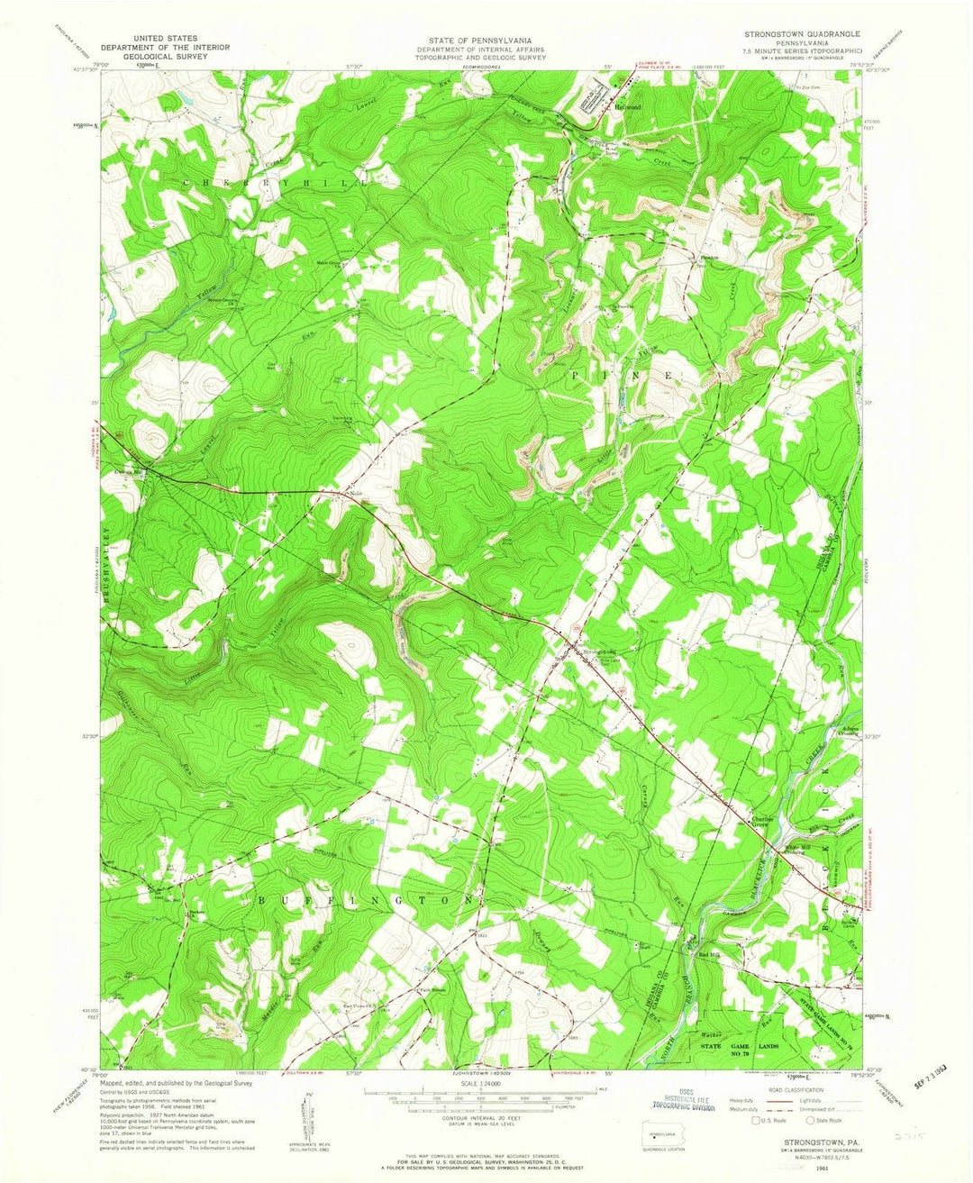 1961 Strongstown, PA - Pennsylvania - USGS Topographic Map