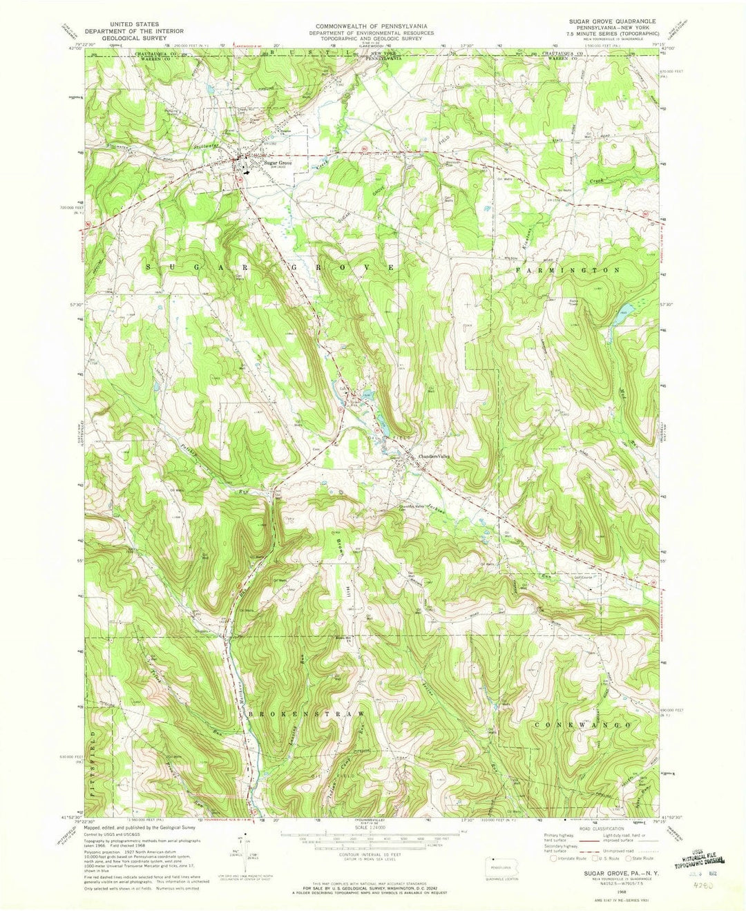 1968 Sugar Grove, PA - Pennsylvania - USGS Topographic Map