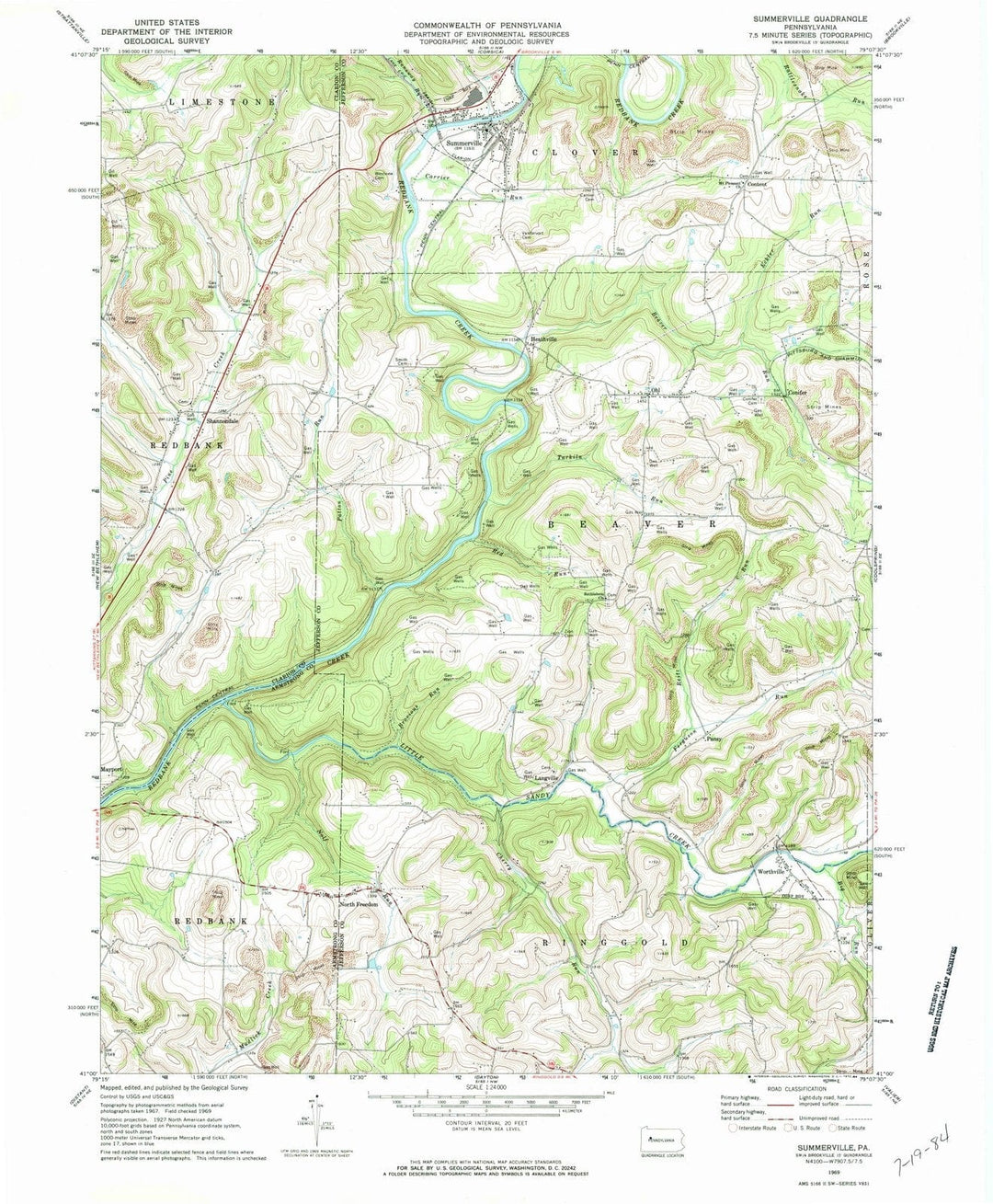 1969 Summerville, PA - Pennsylvania - USGS Topographic Map