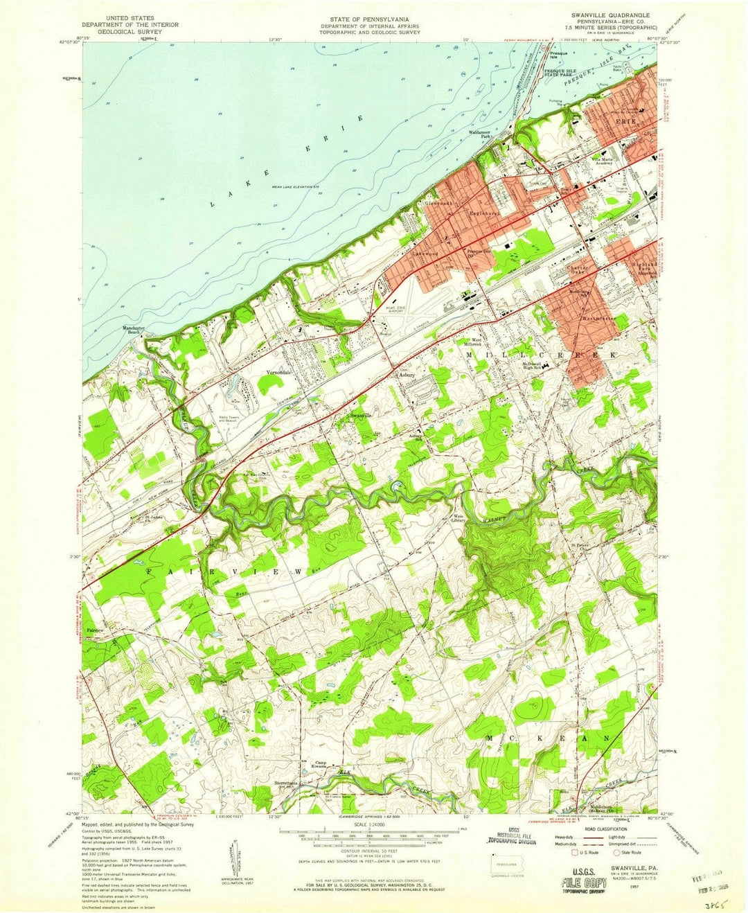 1957 Swanville, PA - Pennsylvania - USGS Topographic Map