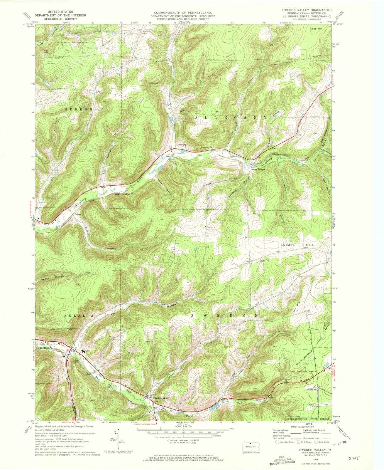 1969 Sweden Valley, PA - Pennsylvania - USGS Topographic Map