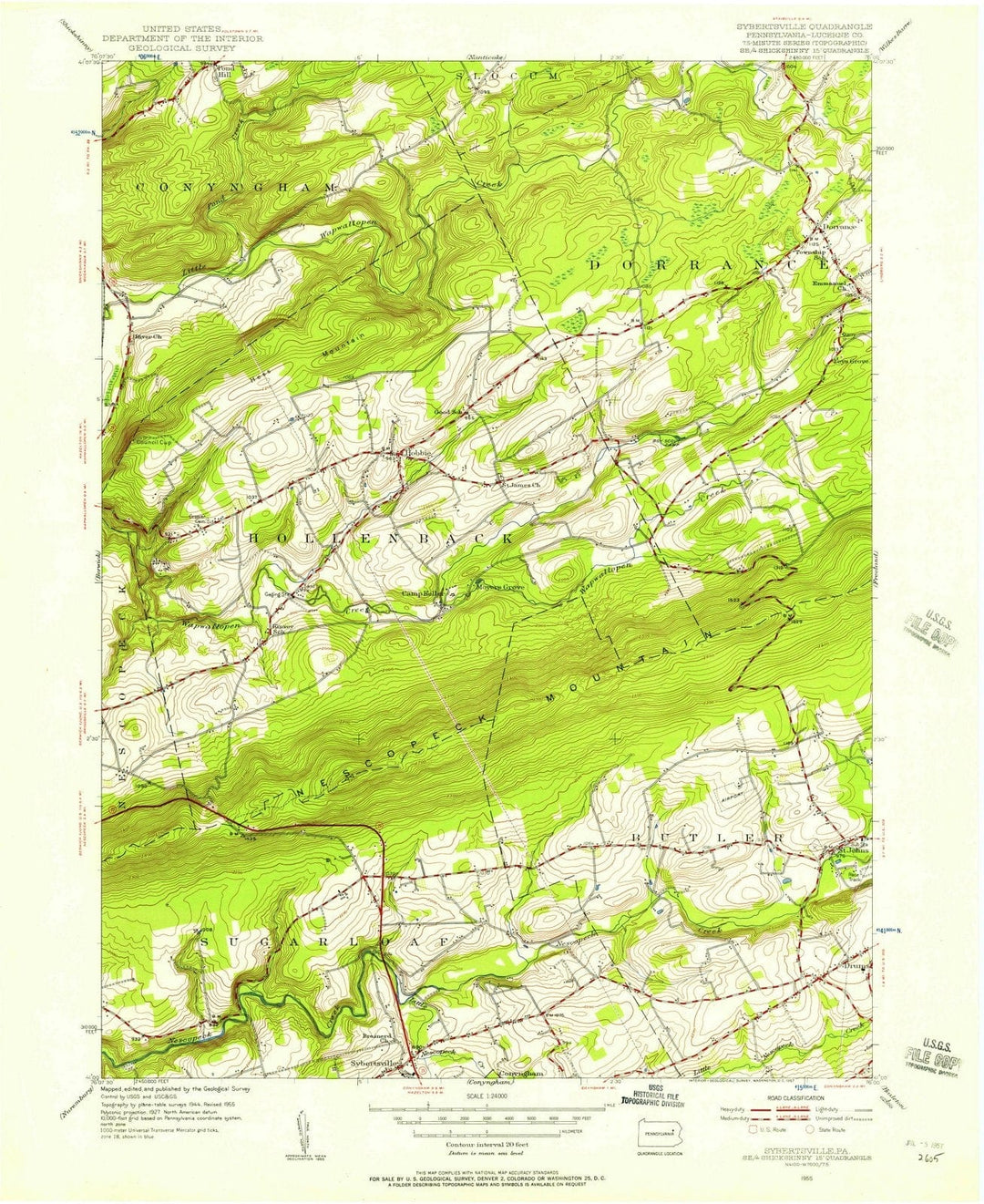 1955 Sybertsville, PA - Pennsylvania - USGS Topographic Map