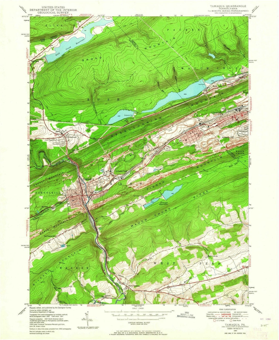 1947 Tamaqua, PA - Pennsylvania - USGS Topographic Map