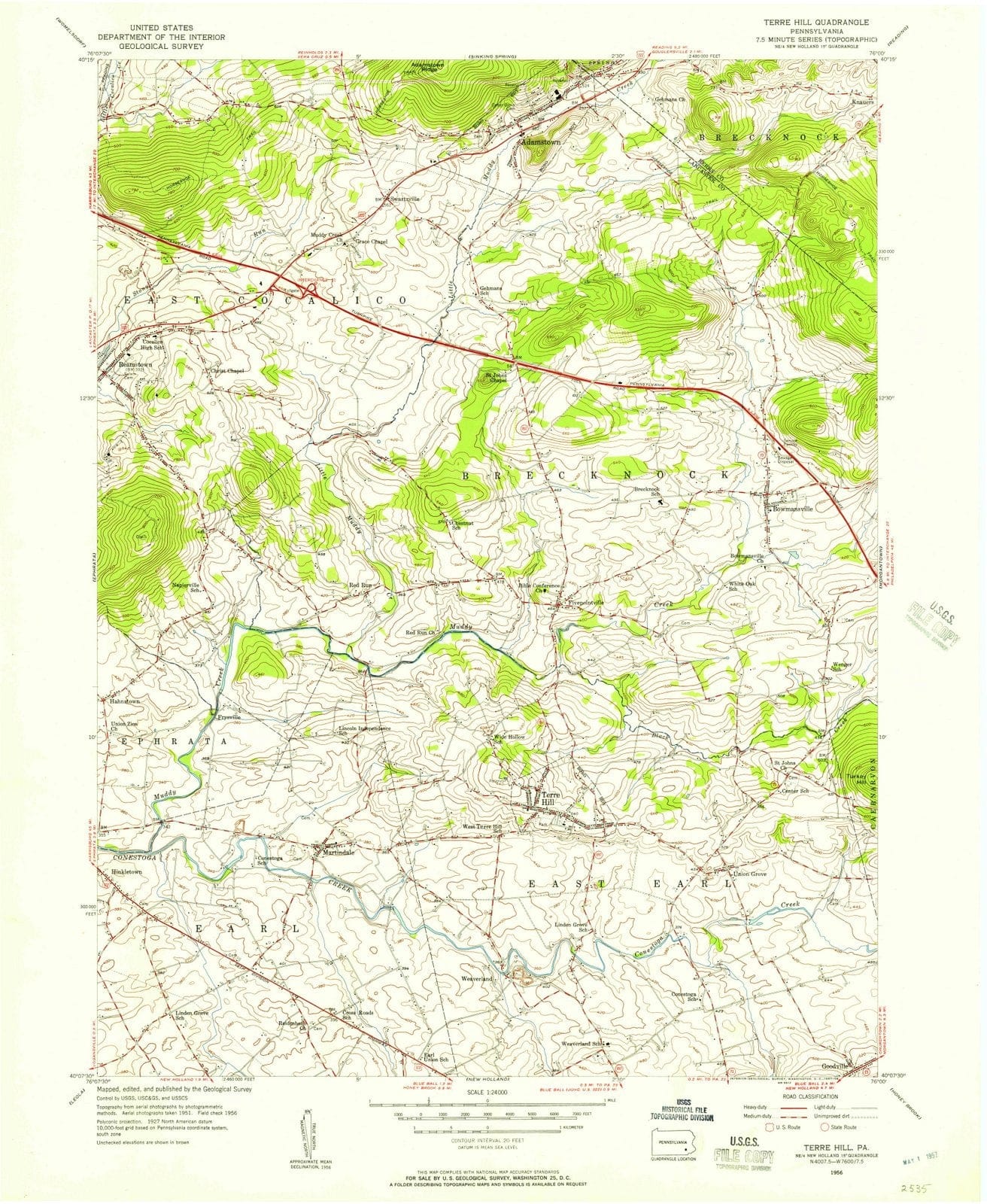 1956 Terre Hill, PA - Pennsylvania - USGS Topographic Map