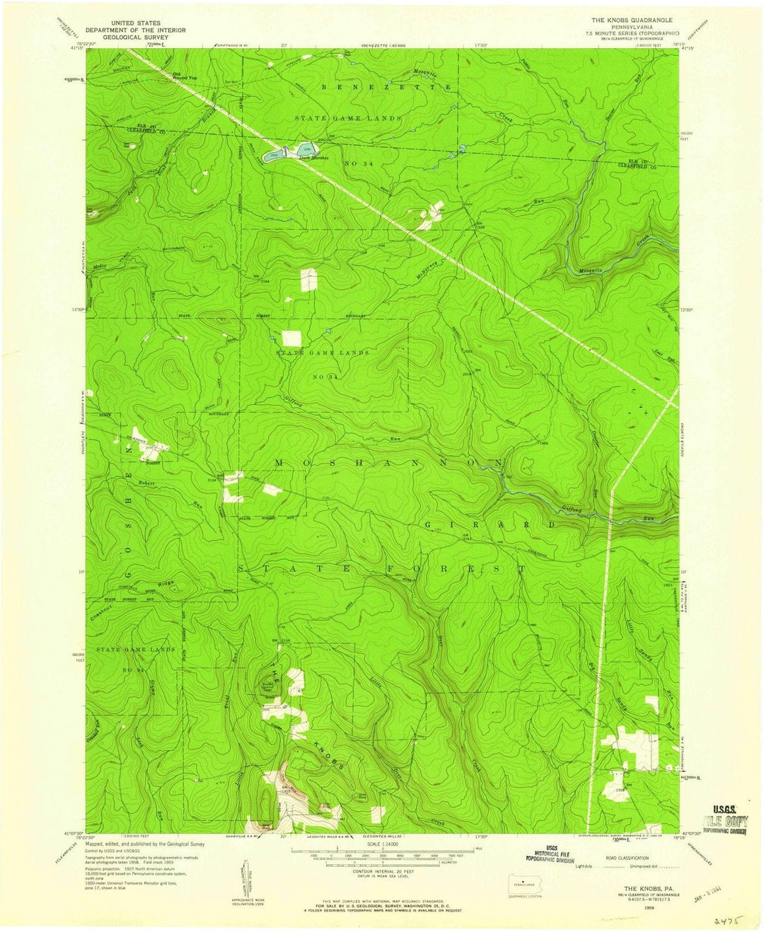 1959 The Knobs, PA - Pennsylvania - USGS Topographic Map