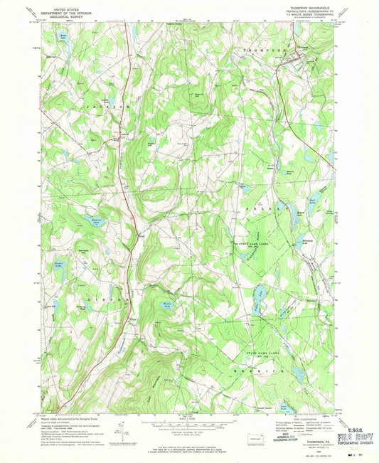 1968 Thompson, PA - Pennsylvania - USGS Topographic Map